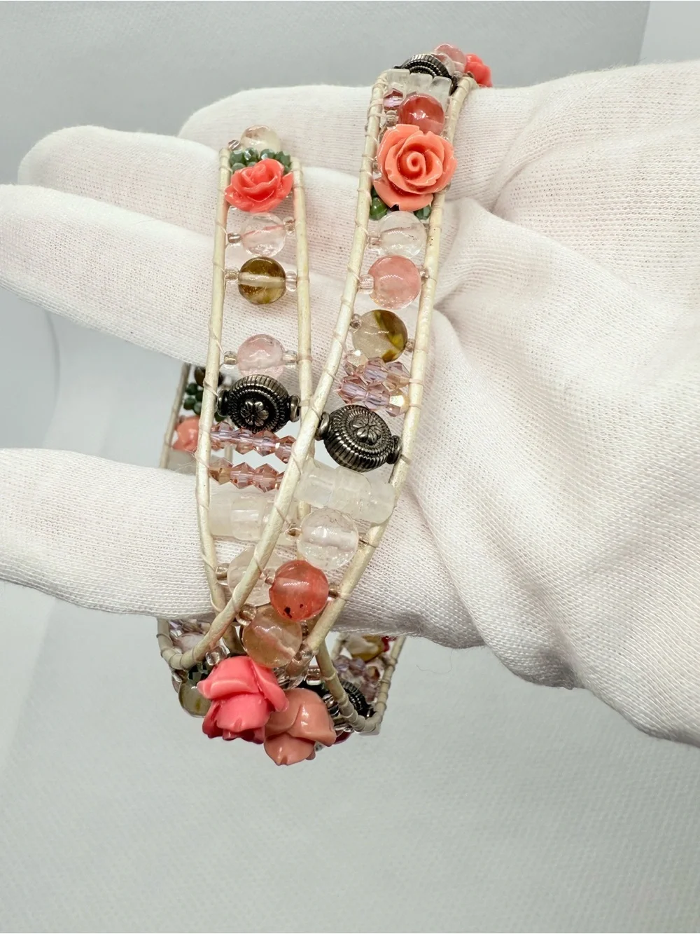 Beautifully Crafted Artisan Wrap Gemstone & Charm Bracelet!